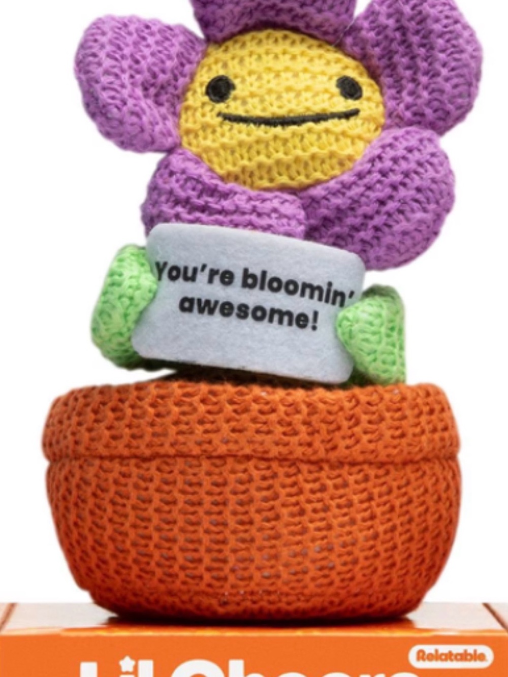 Purple Flower Plush with Positive Message